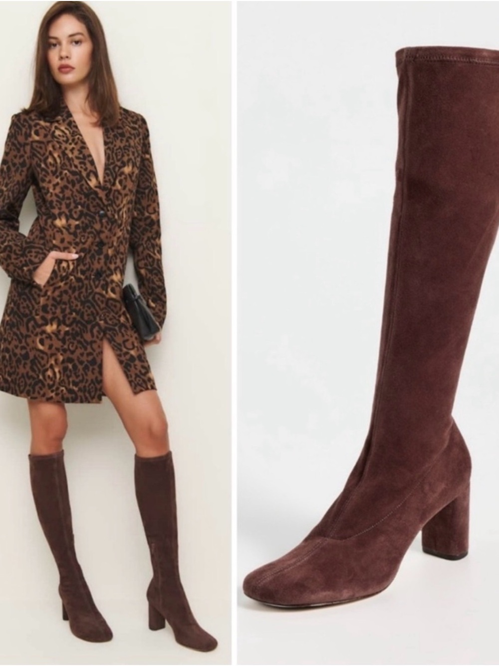 NWOT Reformation Stretch Suede Knee high Boots in Oak Size 8.5
